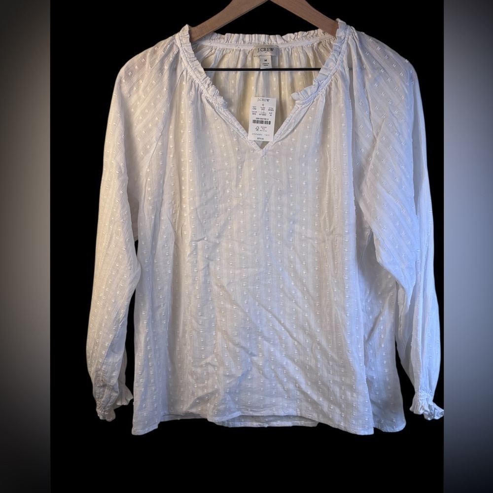 J. Crew Women's Swiss Dot Long Sleeve Blouse Top NWT Size Medium